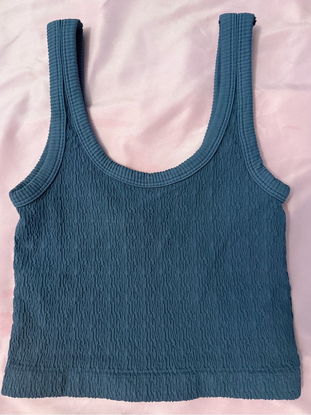Blue Textured Scoop Neck Tank Top - Women one size